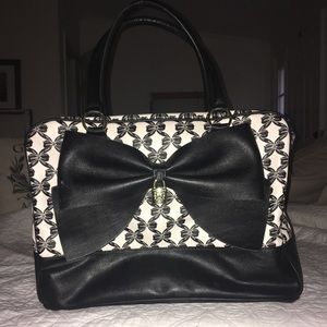 Betsey Johnson Black and White weekender with bow